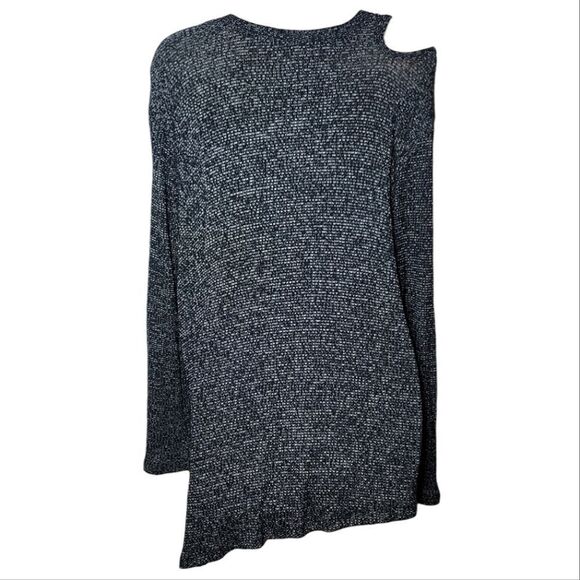 Democracy Asymmetrical Marled Knit Cold Shoulder Scoop Neck Sweater NWT - Picture 4 of 9